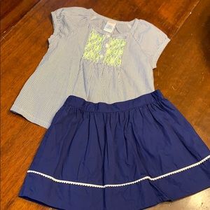 Gymboree Girls Navy Skirt/Smocked Top Size 4T/4